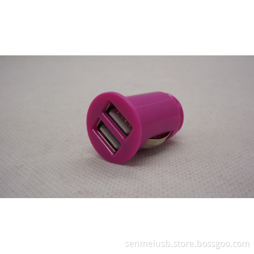 cheap colorful dual usb car charger with blister box packing